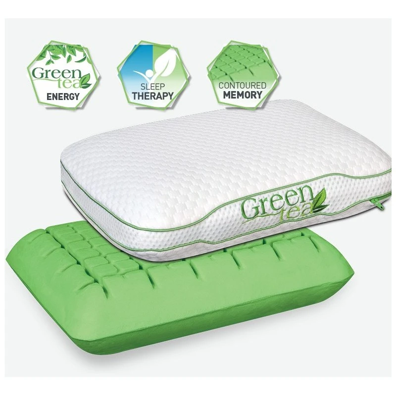 Възглавница SleepMe Memory Mini, Green Tea, Сваляща се калъфка, Миеща се, 40x30x10 см